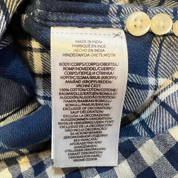 Ralph Lauren Soft Cotton Navy Gingham Long Sleeve Button Down Shirt Large Preppy - Picture 7 of 8